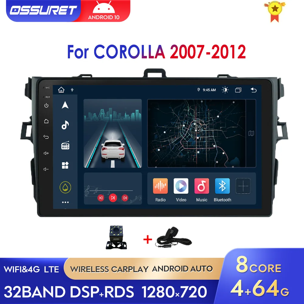 

Android 10 2Din автомобильный радиоприемник GPS для Toyota Corolla E140/150 2007 2008 2009 2010 2011 SWC Navi Player USB 4G DVR стерео Мультимедиа