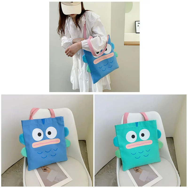 

Sanrioed Hangyodon Cartoon Cute Large Capacity Canvas Bag Anime Kawaii Handbag Storage Shoulder Bags Girls Birthday Gifts