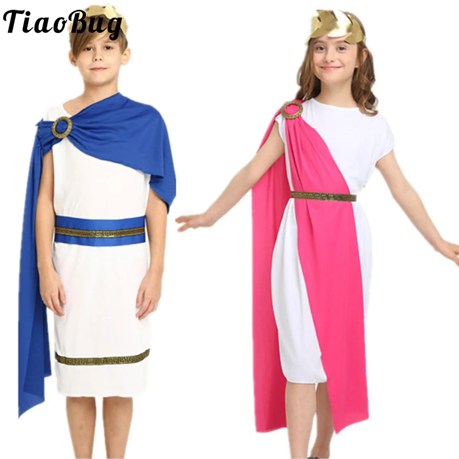 Tiaobug для девочек и мальчиков унисекс 3 шт. косплей-костюм Mythos Grecian Rome Toga с повязками