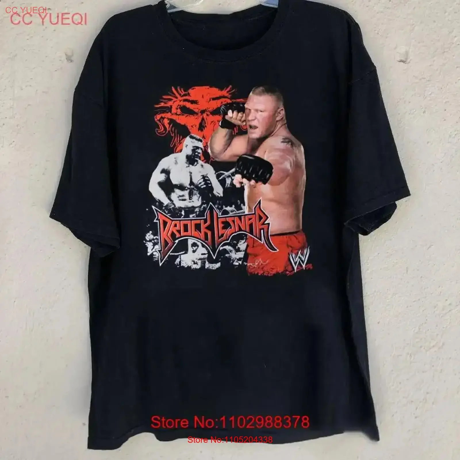 Фото Черная хлопковая футболка Brock Lesnar Fasshion BH046, винтажная стираная дышащая дизайнерская одежда унисекс с рисунком, уличная одежда №1
