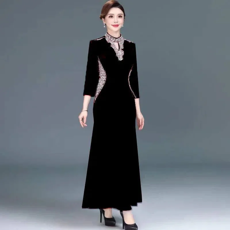 Тяжелое платье со стразами элегантное Новинка осени 2022 Свадебное женское