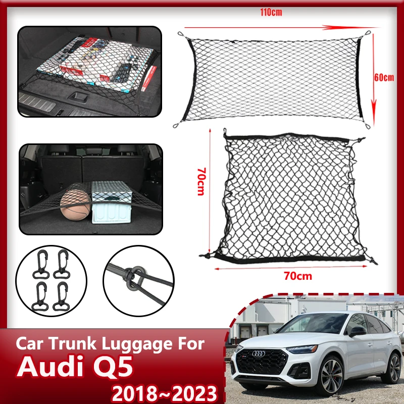 

Car Trunk Net For Audi Q5 MK2 80A 2018 2019 2020 2021 2022 2023 Car Trunk Nylon Elastic Mesh Car Net Holder Pocket Accessories