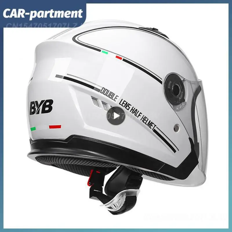 

Ventilation Anti-collision Cap Safety Helmet Riding Helmet Durable Universal Motorcycle Double Lens Helmet Portable 56-62cm