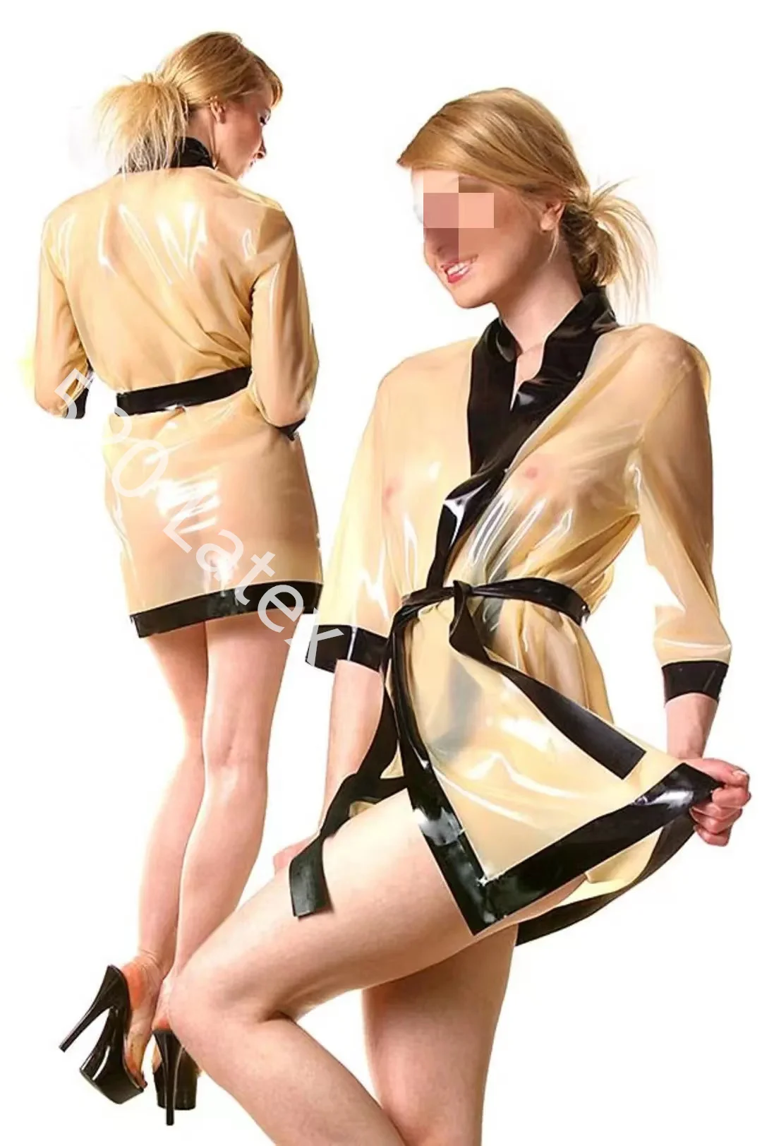 

100% латексное платье ручной работы из натурального каучука, латексное прозрачное и черное платье для сна Gummi Kleid