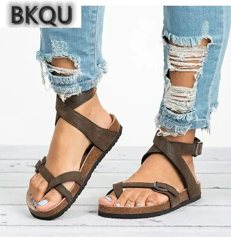 

2022 summer new women's platform shoes fashion rainbow flip-flops Roman style cork slippers non-slip beach women's sandals