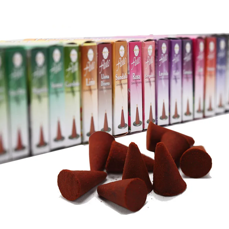 10pcs/box Room Fragrance Fresh Air Rose Natural Incense Cones Lavender WormwoodHome Office Cone Incense