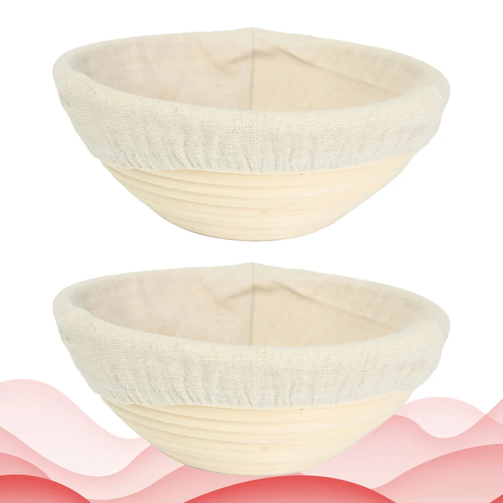 

2 Set Bread Proofing Basket Convenient Rattan Creative Safe Banneton Basket for Bakery Home