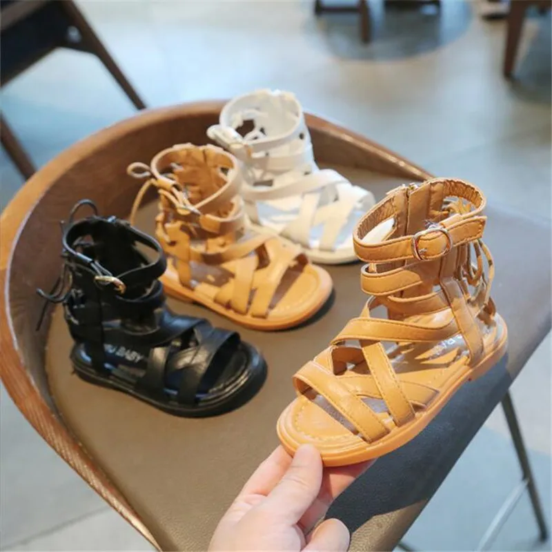 Сандалии для девочек в римском стиле высокие босоножки принцессы модная