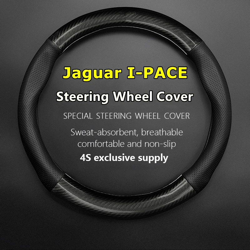 

Carbon Fiber For Jaguar I-PACE Steering Wheel Cover Leather Fit I Pace EV400 S SE HSE 2018 2020