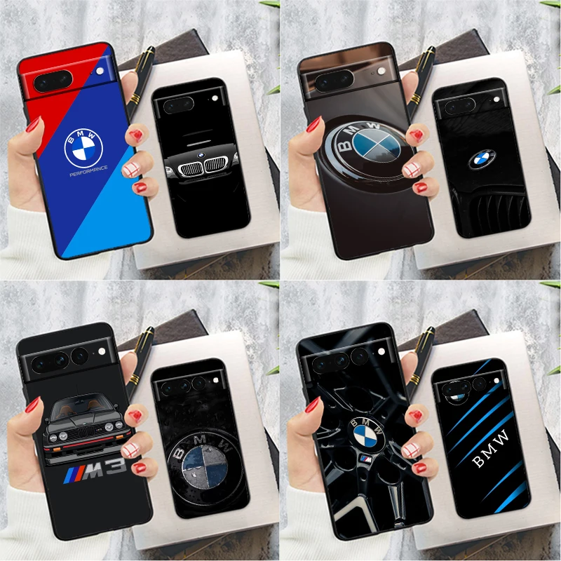 

Luxury Bmw Car Sports For Google Pixel 8 7 6 6A 5 4 5A 4A XL Pro 5G Silicone Shockproof Soft TPU Black Phone Case Cover Fundas