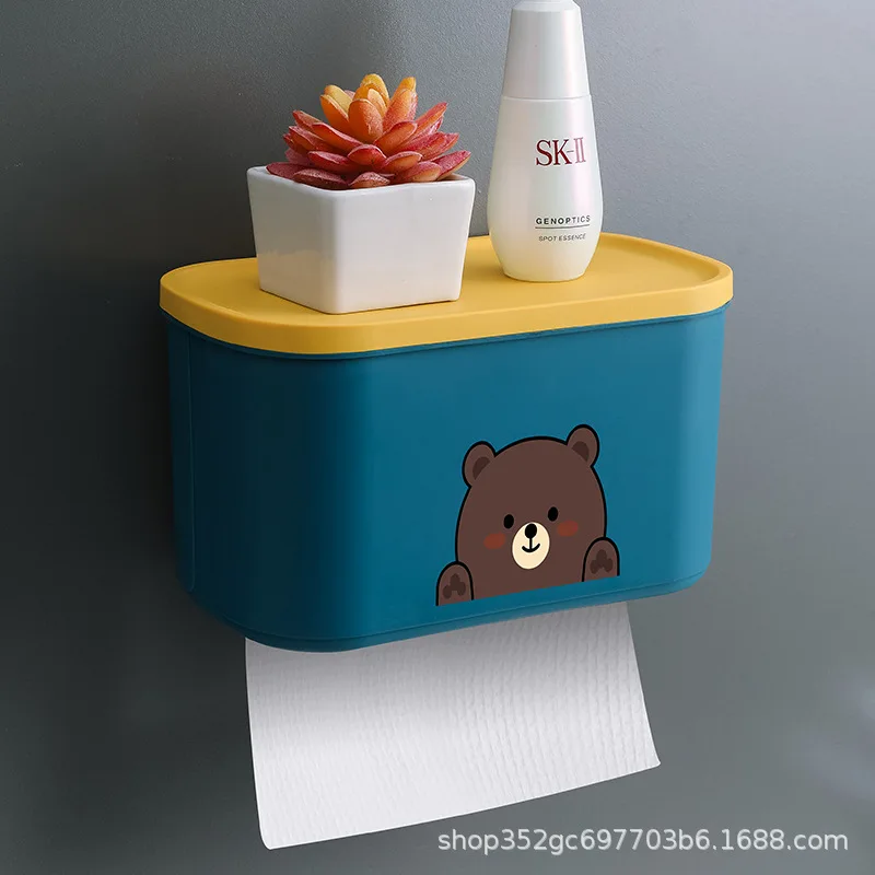 

Toilet Tissue Box Waterproof Toilet Paper Suction Box The Bathroom Wall Hung Toilet Paper Box Shelf Punch