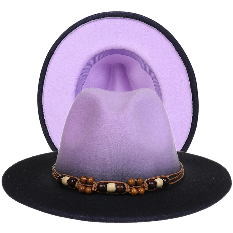 

Fedora Hat Men's Winter Gradient Bowler Hat Wide Brim Design Felted Hats for Women Luxury Casual Versatile Fedoras Chapeau Femme