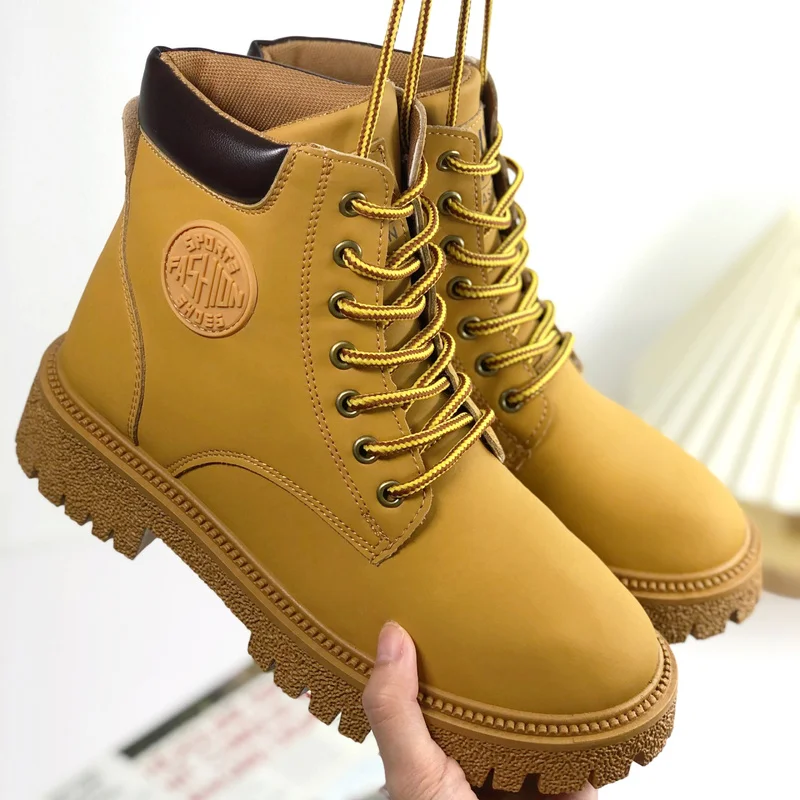 

Женские ботильоны на шнуровке, теплые Брендовые ботильоны с круглым носком, на плоской подошве, для ранней зимы, 2022