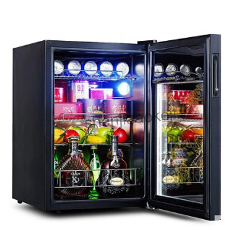 

62L Cold Storage Refrigerator Wine Refrigerators transparent glass door tea drinks freezers -5to10 degrees C food sample cabinet