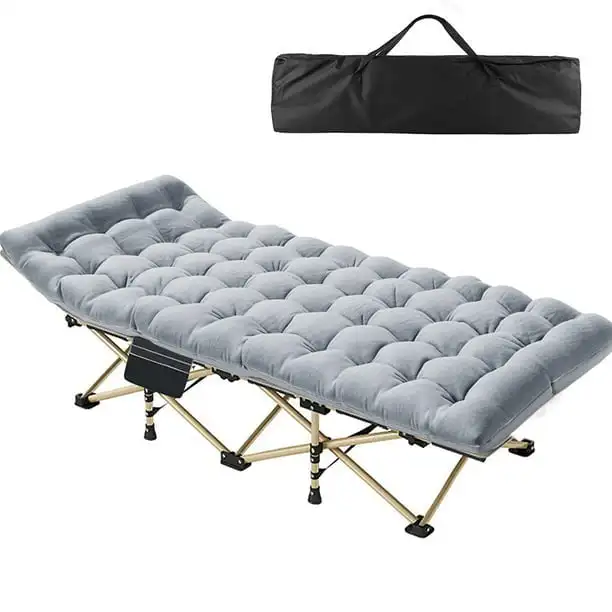 

Кроватка с матрасом 75x32 дюйма, складная кровать с сумкой для переноски, золотистая