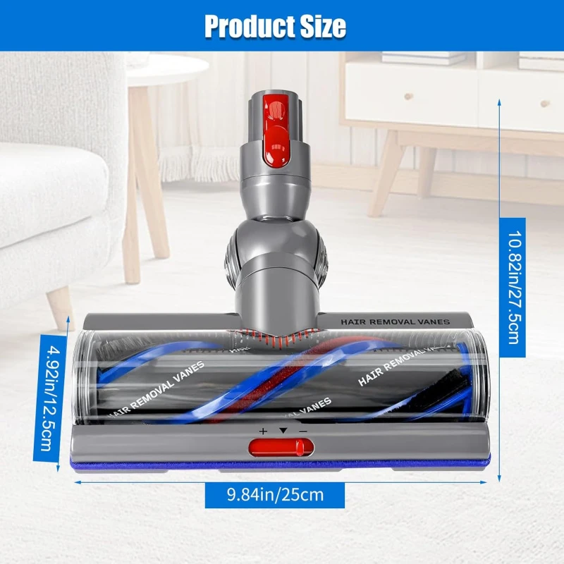 Совместимая с Dyson V7V8V10V11V15 насадка для пола с высоким крутящим моментом, защитой от запутывания, прямым приводом и моторизованной щеткой для глубокой очистки (art.: 3920da5462f9c) - 3920da5462f9c