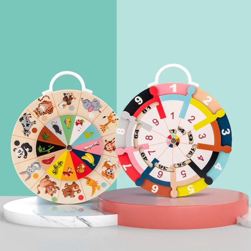 

2 in 1 Double-Sided Educational Math Multiplication Dial Turntable Decomposition Plate Animal Food Chains Matching Pla