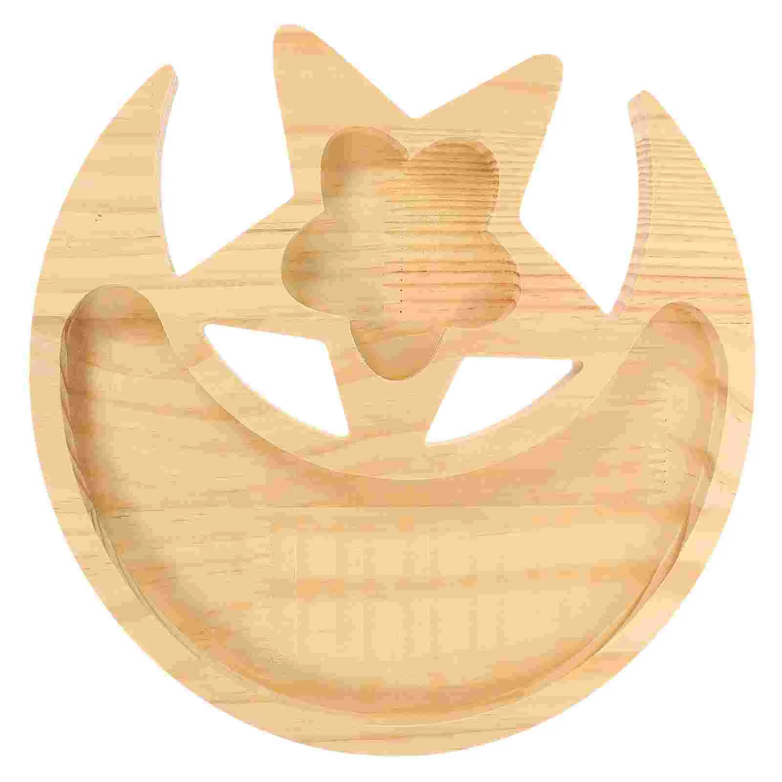 

Tray Moon Wooden Serving Dish Display Holder Plate Crystal Wood Starstorage Platter Trinket Snack Fruitjewelry Ramadan Dry
