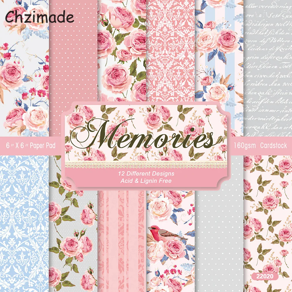 

Бумажный набор для скрапбукинга с рисунком розы, 12 листов, 6x6 дюймов