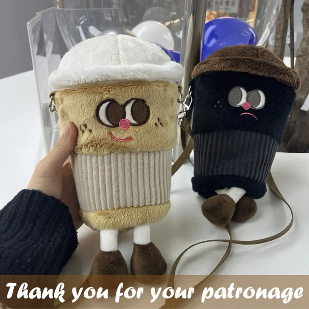 Tea Doll Coffee Cup Plush Bag Portable Cartoon Americano Backpack Mobile Phone Bag Soft Latte Coffee Crossbody Bag Women
