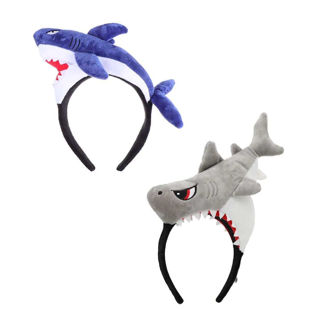 

2 Pcs Cartoon Shark Headband Halloween Costumes Photo Prop Kids Lovely Headdress Fabric Shaped Child Adorable Party Favors