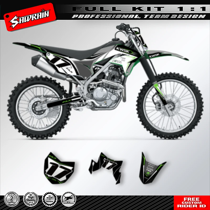 Наборы наклеек с графикой мотоцикла Sawrain для KAWASAKI KLX230 KLX230R 2020 2021 2022 2023 006