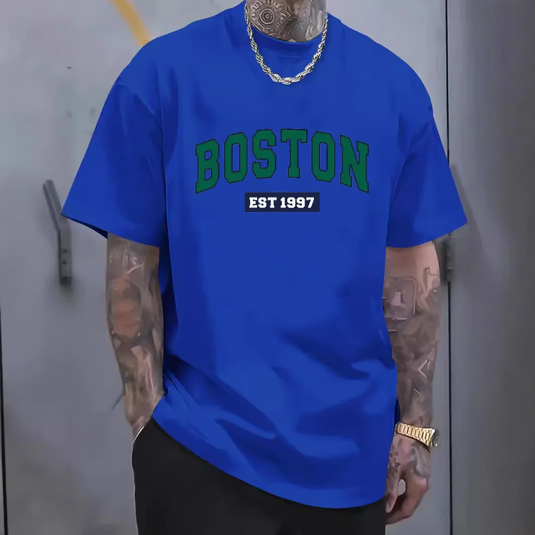 Мужская хлопковая футболка с коротким рукавом свободного покроя