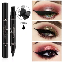 1pc black double headed stamps eyeliner telescopic waterproof durable rotate eyebrow pencil eyeliner beauty tool makeup lady 02