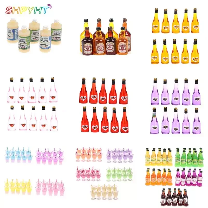 

Mini 1/12 Dollhouse Whisky Wine Bottles Simulation Pretend Play Toys Doll Food Drink Accessories Various Styles