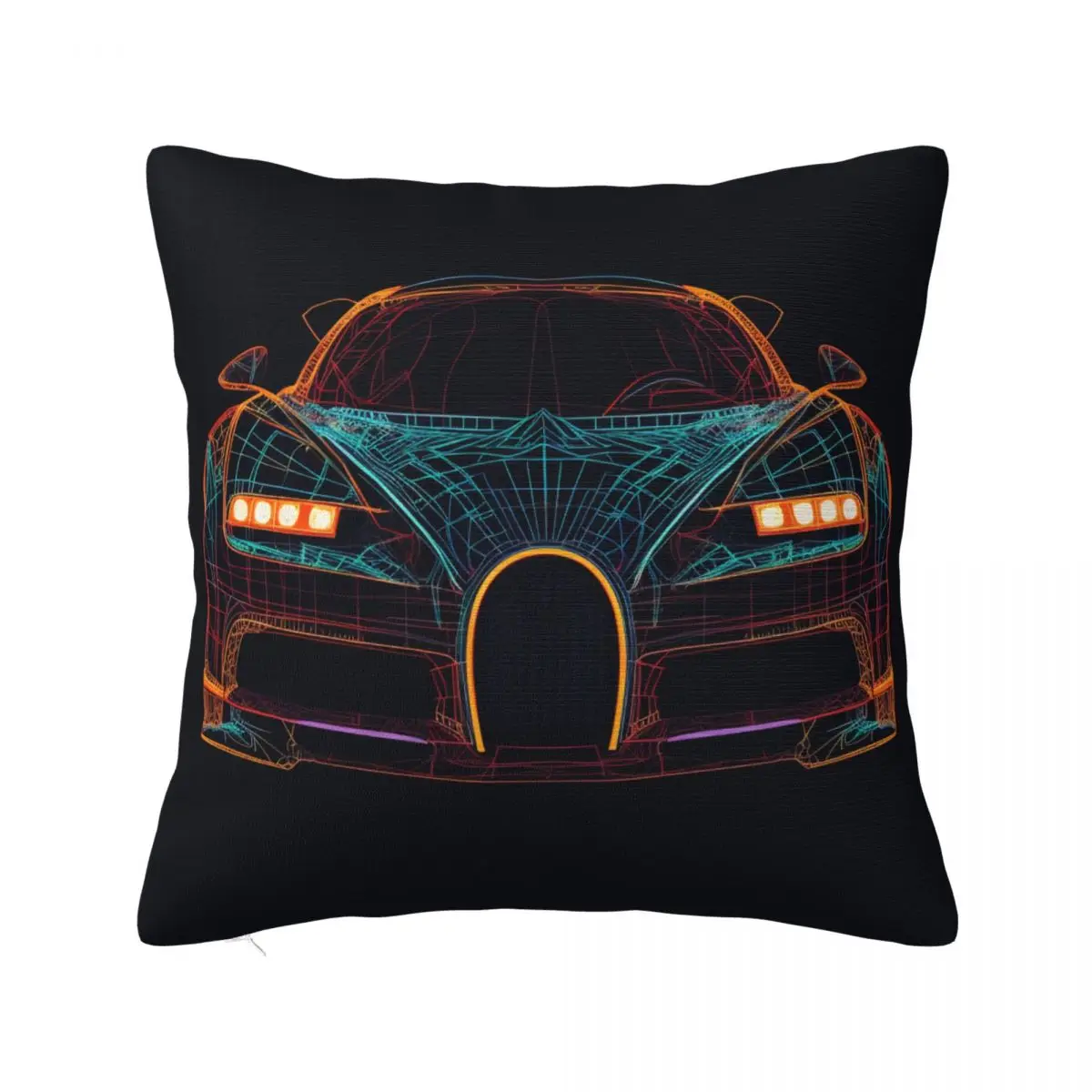 

Sports Car Pillow Case Line Art Neon Luxury Polyester Pillowcase Hugging Zipper Spring Cover