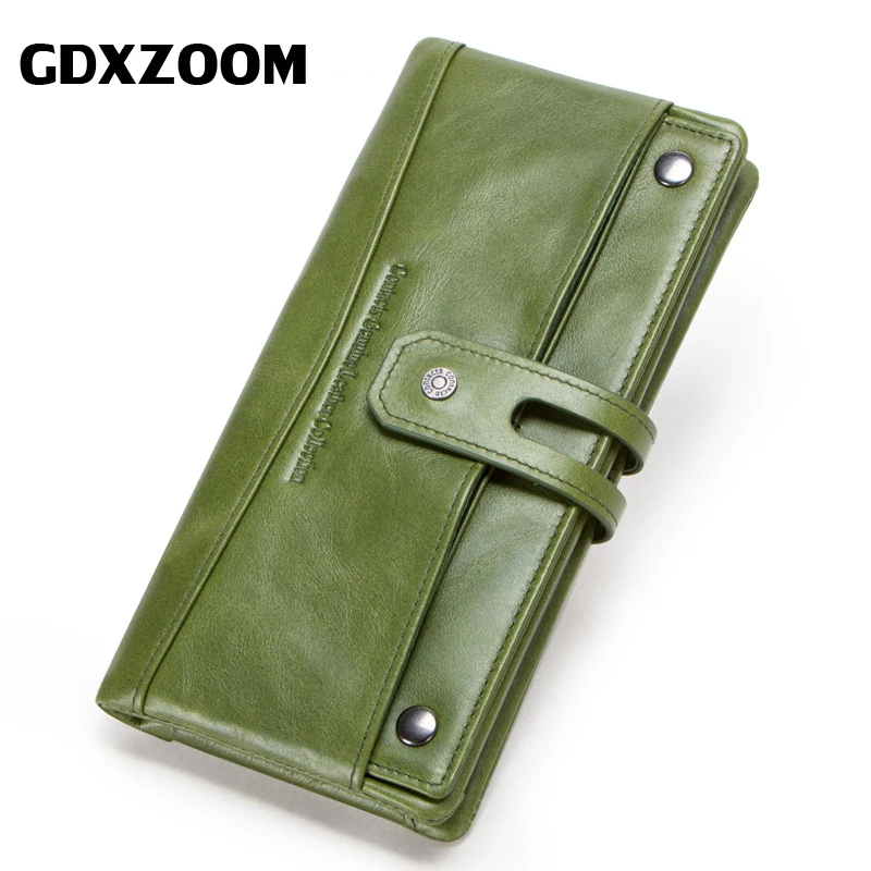 

GDXZOOM 2022 New Long Women Wallets Genuine Leather Female Handy Clutch Purse Lady Cell Phone Card Holders Money Bag for Girls