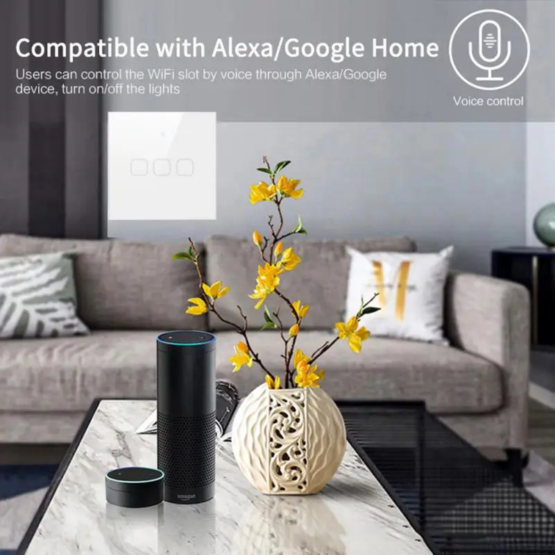 

Умный сенсорный выключатель Tuya, Wi-Fi, настенный выключатель для дома, переключатель для 1/2/3 клавиш, панель европейского стандарта, переключатель для Alexa, Google Assistant, Яндекс Station, Alice