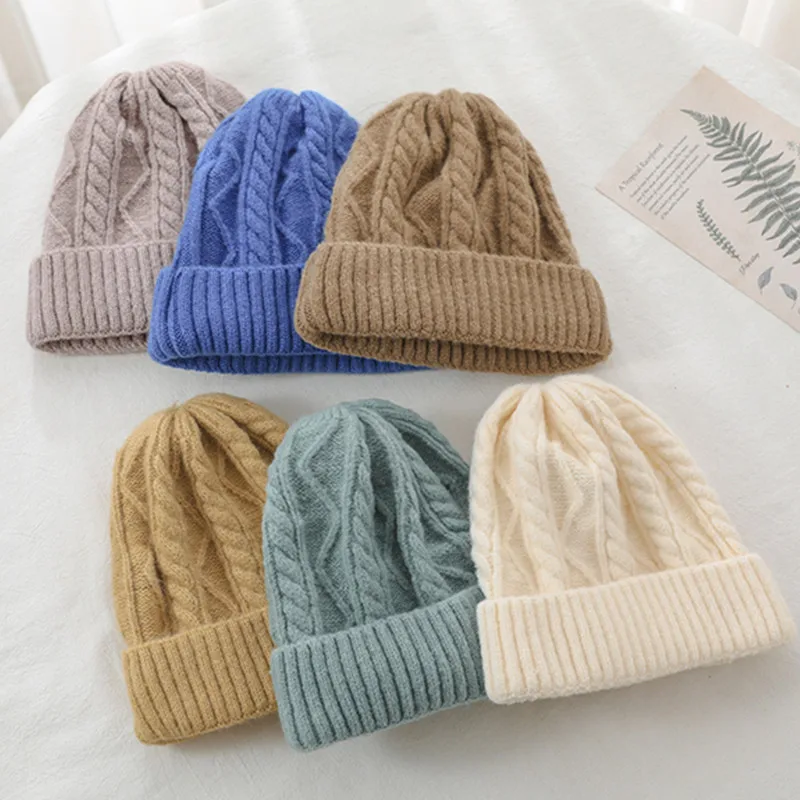 

Casual Outdoor Street Head Hood Headwear Warm Knitted Skullies Brand Beanie Winter Hat for Women Female Hats for Women Bonnets