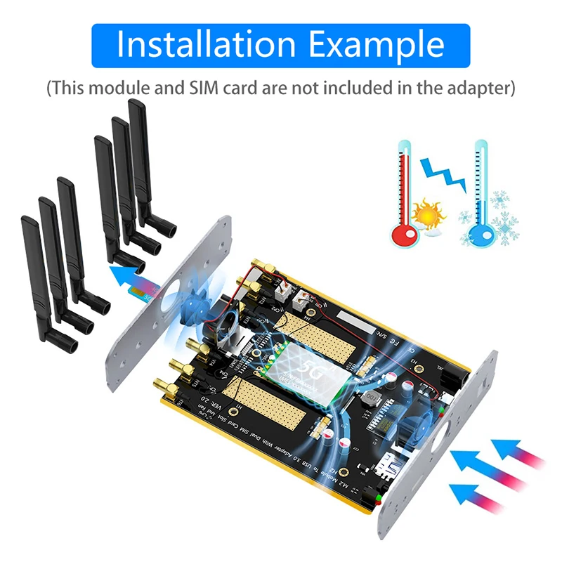 НОВЫЙ модуль M.2 NGFF B Key 4G/5G к адаптеру USB 3.0 двойной кулер вентилятор два слота для