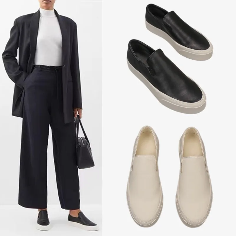 2024 минималистичные низкие Роскошные строчные женские туфли из натуральной кожи