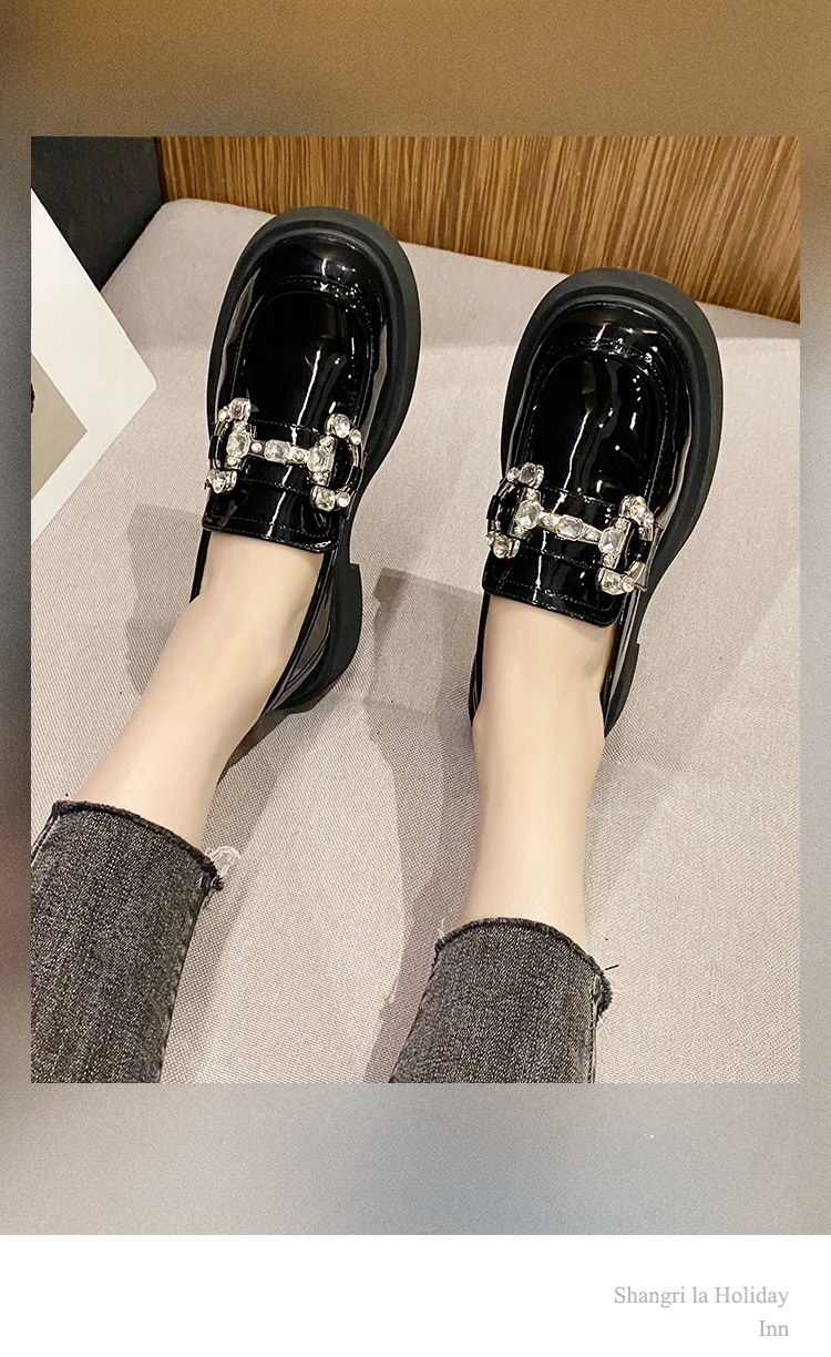 Platform Loafers Women Casual Round Head Retro British Style Chunky Heel Shoes for Women Spring Autumn New Mary Jane Shoes