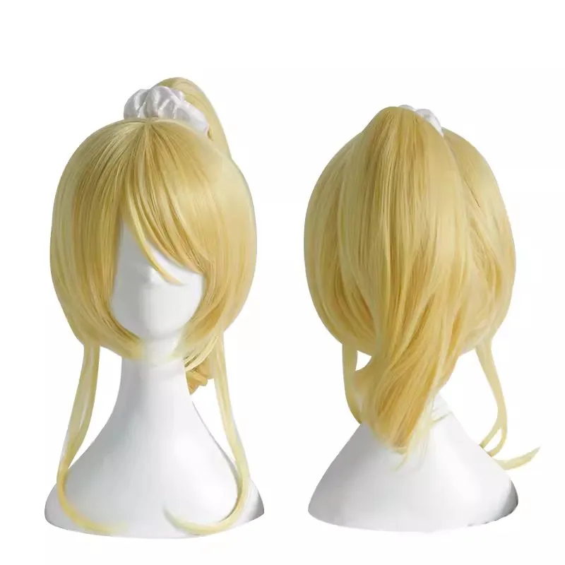 Парик для косплея аниме Ayase Eli термостойкие синтетические заколки золотого цвета