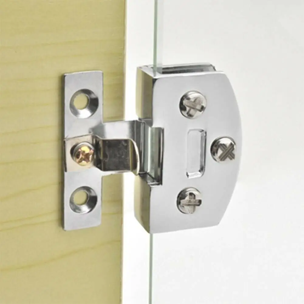 

10pcs Glass Cabinet Door Hinge Cupboard Display Cabinet Gate Clamp Furniture Hardware Hinges With Screws For 5-8mm Board