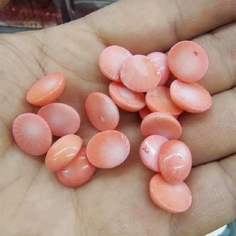 

4PCS Nature Pink Coral Cabochons Oval Shape 6X8MM 10X12MM NO HOLE For Women's Earring Or Pendants Makings Free Shippings