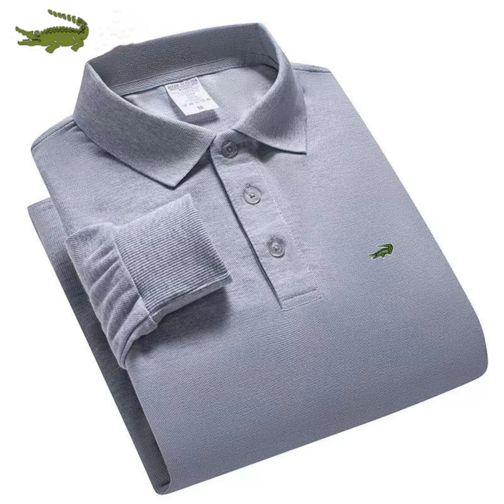 Купи CARTELO Men's Long Sleeve Casual T-shirt Spring and Autumn Top Cotton Embroidered Polo Shirt Lapel Men's Clothing Loose Shirt за 719 рублей в магазине AliExpress