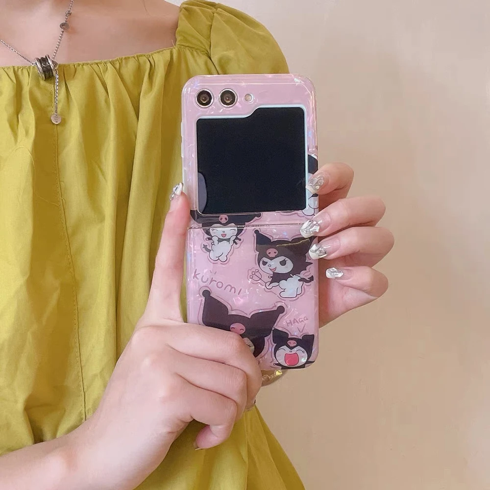 Kwaii Hello Kitty My Melody с браслетом чехол для телефона Samsung Galaxy Z Flip 3 4 5 6 дюймов жесткий