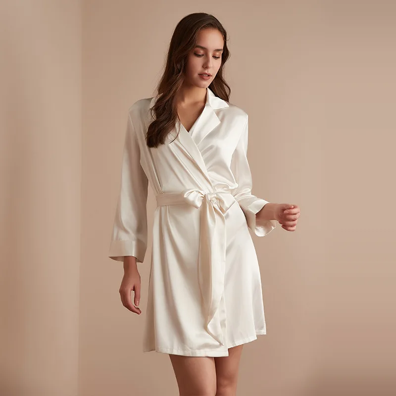 New Women Robe Spring Summer Lacing Pajama Simulation Silk Bathrobe Casual Comfortable Home Wear French Satin Pajamas Sleepwear