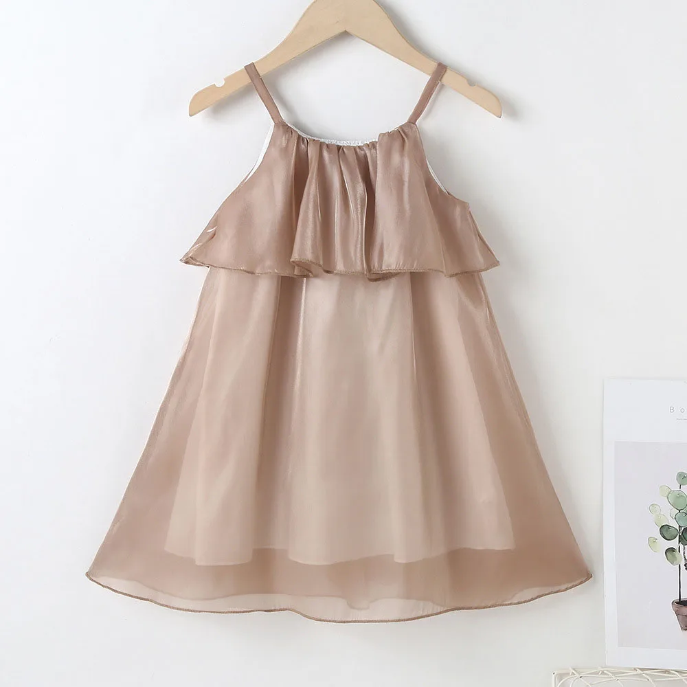 

2022 New Summer Clothes For Kids Girls Princess Dress Toddler Fashion Mesh Lace Sling Costumes Children's Casual Clothing 2-6Y