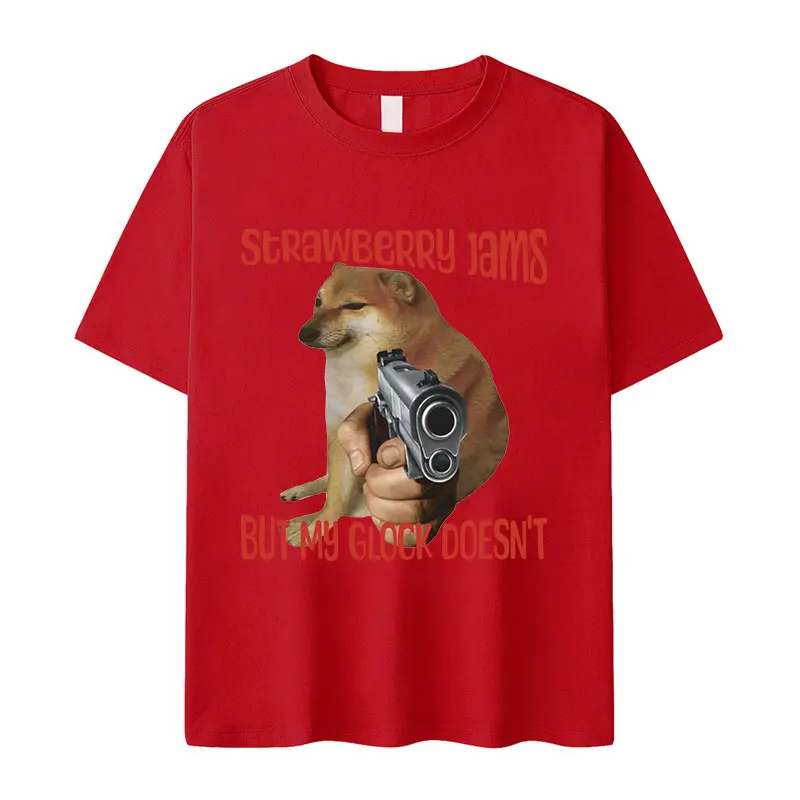Футболка Strawberry Jams But My Glock Doesn't Funny Meme мужские модные футболки высокого качества