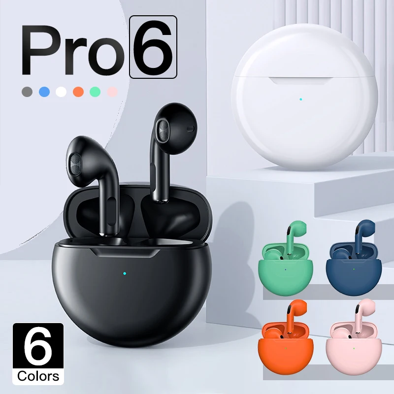 

Original Pro 6 TWS Earbuds True Wireless Bluetooth Headphones With Charing Case Stereo Bass Noise Cancelling Headphones Earpiece