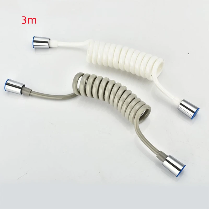 

White/Grey Flexible Spring Shower Hose For Water Toilet Bidet Sprayer Gun Telephone Line Plumbing Hose Bathroom Accessories 3m