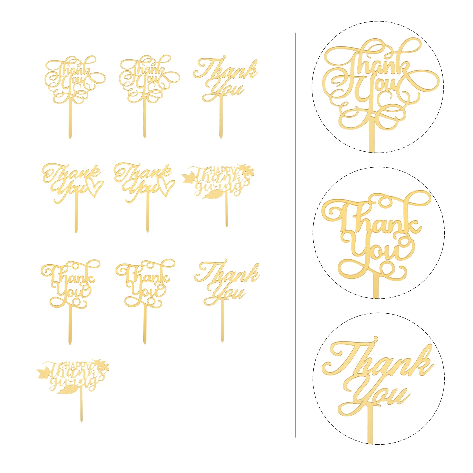 

10 Pcs Toothpicks For Food Thanksgiving Cake Inserts Toppers Party Picks Dessert 12X11CM Cupcake Golden Acrylic