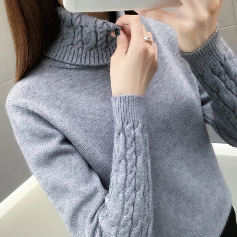 

2023Hot sale Turtleneck Winter Sweater Women Elegant Thick Warm Female Knitted Pullover Casual Knitwear Tops