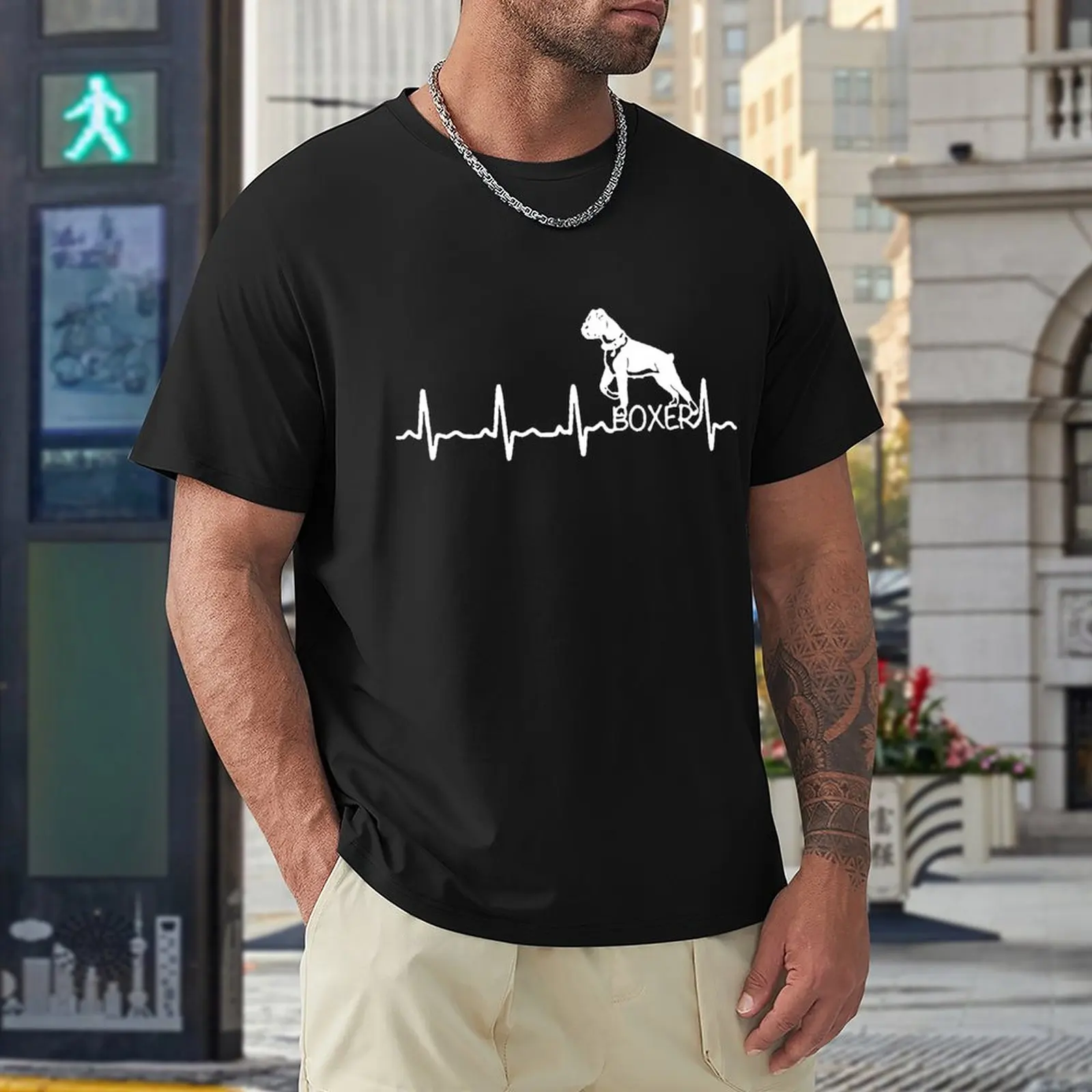 

Heartbeat Boxer Dog T Shirts Men Shirt Fashion Clothes Graphics Sweatshirt 100% Cotton TShirts Tee Top