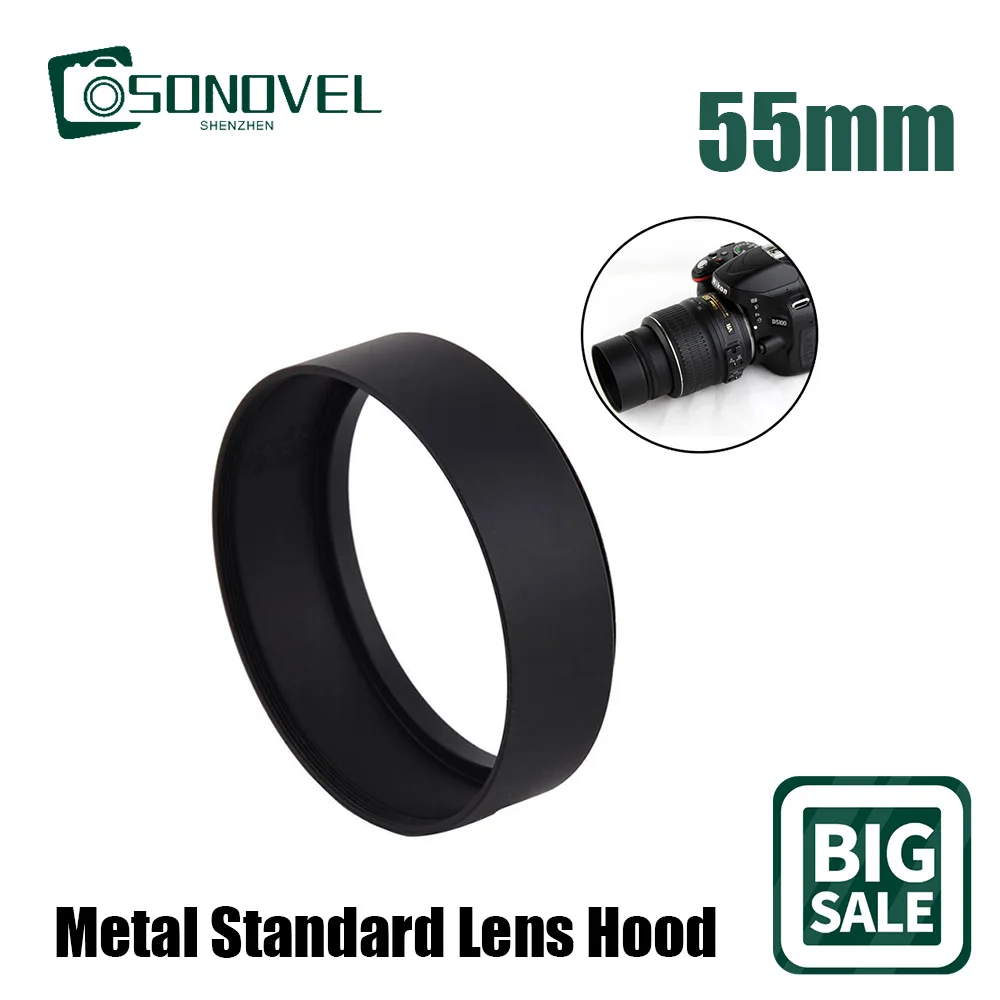 

55 55mm Metal Standard Lens Hood Screw-in For Canon EOS Nikon Sony Fuji Pentax DSLR D5600 D5500 D5300 D7500 Camera Accessories